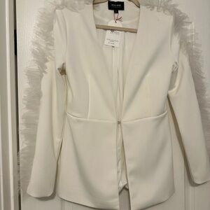 NWT| Cream Blazer with Tulle Accent